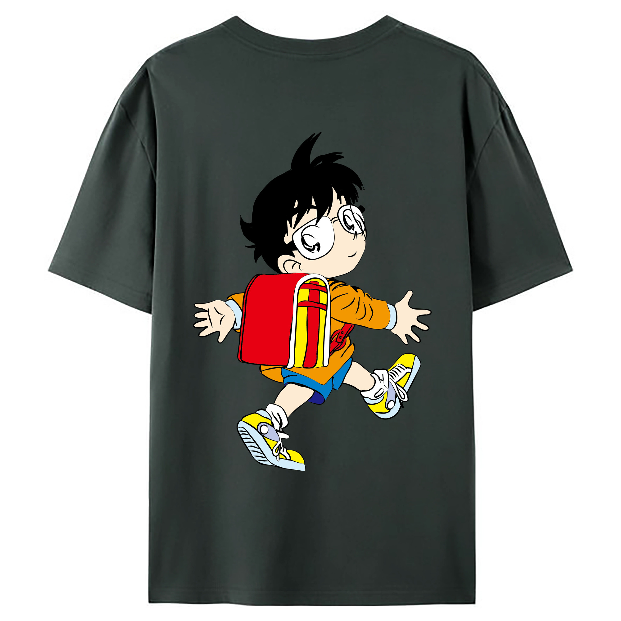 （画像用） 名探偵コナン 江戸川 コナン Detective Conan Conan Edogawa 綿100％ メンズ半袖Tシャツ（バックプリント） 通気性